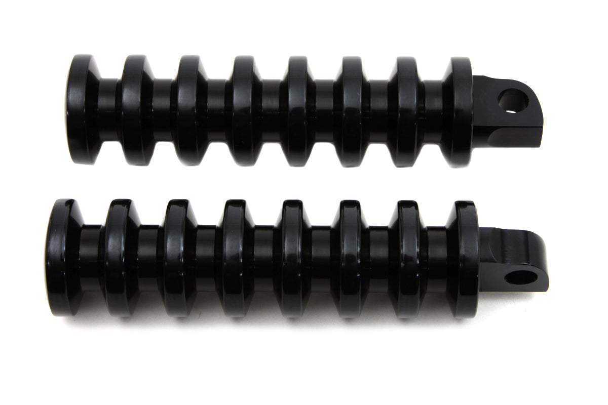 Black Grooved Footpeg Set