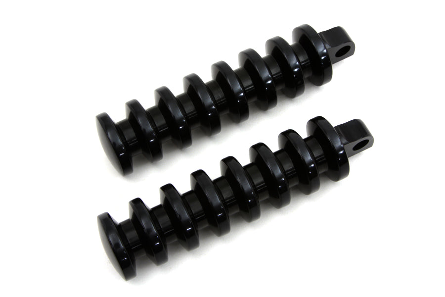 Black Grooved Footpeg Set