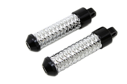 Chrome Bullet Style Footpeg Set with Black Ends