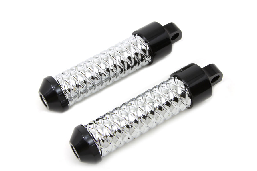 Chrome Bullet Style Footpeg Set with Black Ends