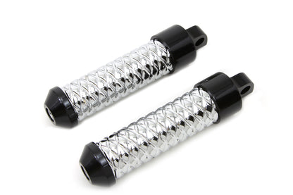 Chrome Bullet Style Footpeg Set with Black Ends
