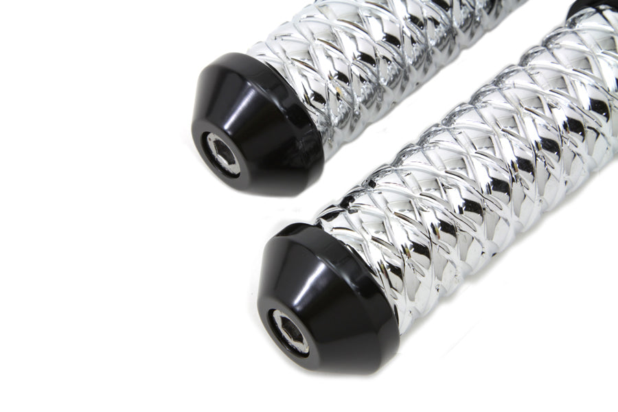 Chrome Bullet Style Footpeg Set with Black Ends