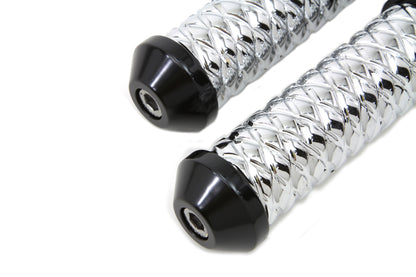 Chrome Bullet Style Footpeg Set with Black Ends