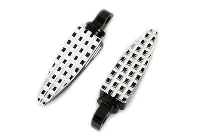Black Adjustable Footpeg Set with Silver Highlights