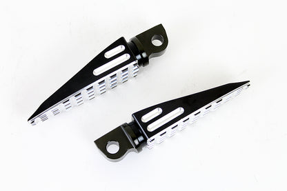 Black Adjustable Footpeg Set with Silver Highlights