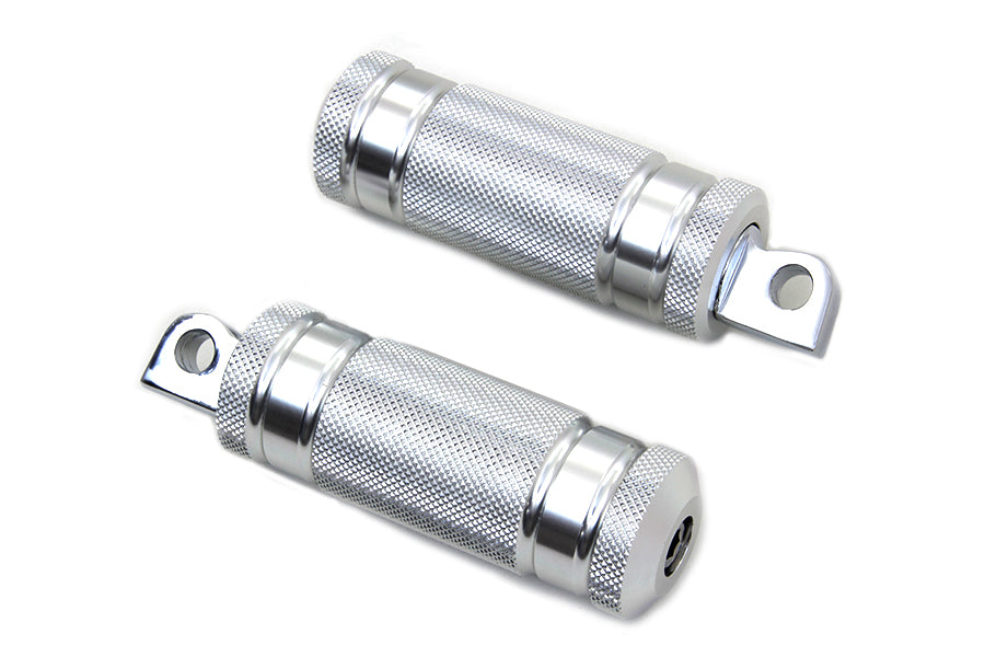 Silver Knurled Four Grooved Footpeg Set
