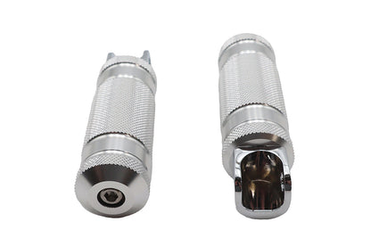 Silver Knurled Four Grooved Footpeg Set