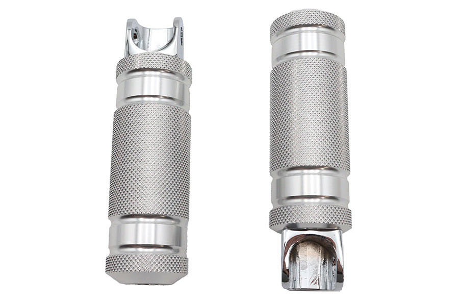Silver Knurled Four Grooved Footpeg Set