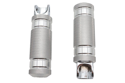 Silver Knurled Four Grooved Footpeg Set