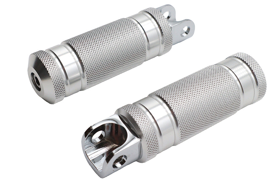 Silver Knurled Four Grooved Footpeg Set