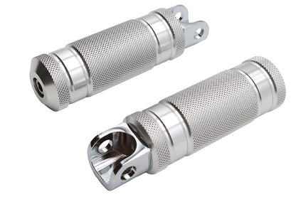 Silver Knurled Four Grooved Footpeg Set