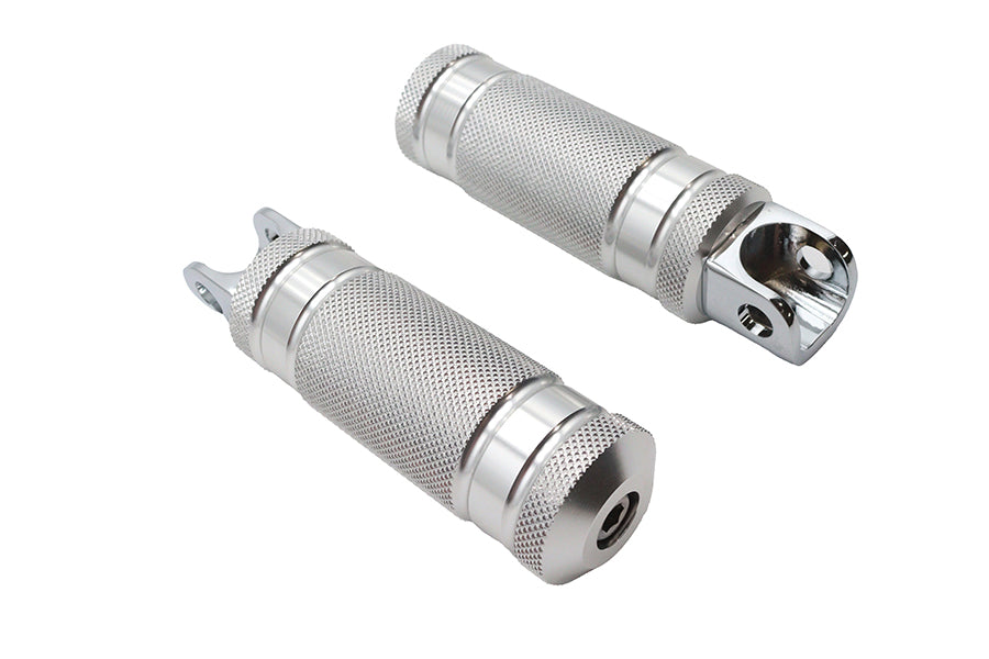 Silver Knurled Four Grooved Footpeg Set