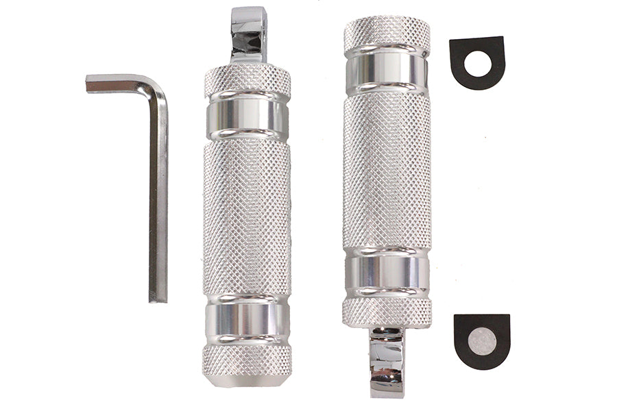 Silver Knurled Four Grooved Footpeg Set