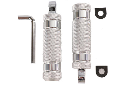 Silver Knurled Four Grooved Footpeg Set