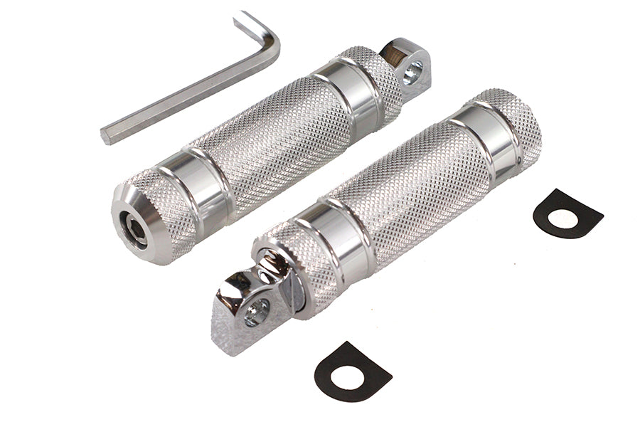 Silver Knurled Four Grooved Footpeg Set