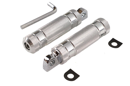 Silver Knurled Four Grooved Footpeg Set