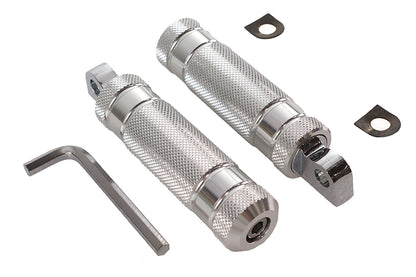 Silver Knurled Four Grooved Footpeg Set