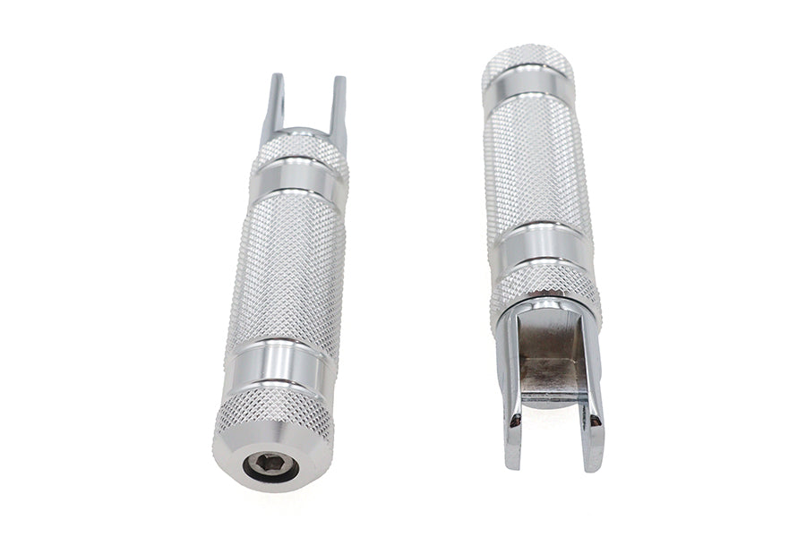 Silver Knurled Four Grooved Footpeg Set