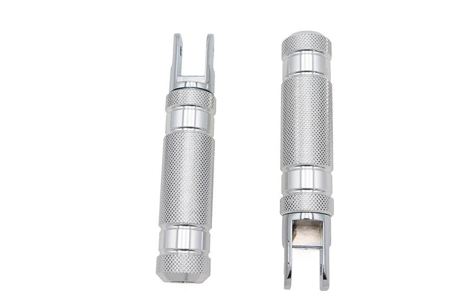 Silver Knurled Four Grooved Footpeg Set