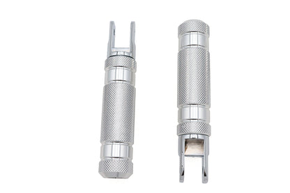 Silver Knurled Four Grooved Footpeg Set