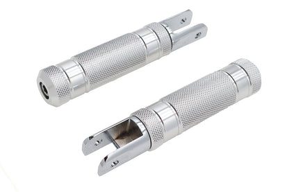Silver Knurled Four Grooved Footpeg Set