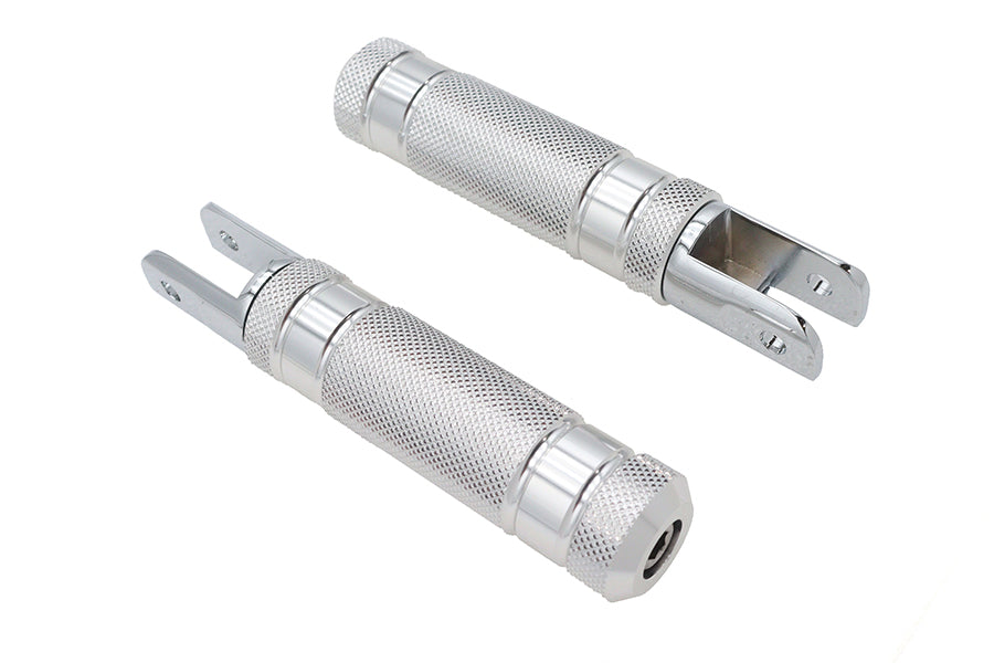 Silver Knurled Four Grooved Footpeg Set