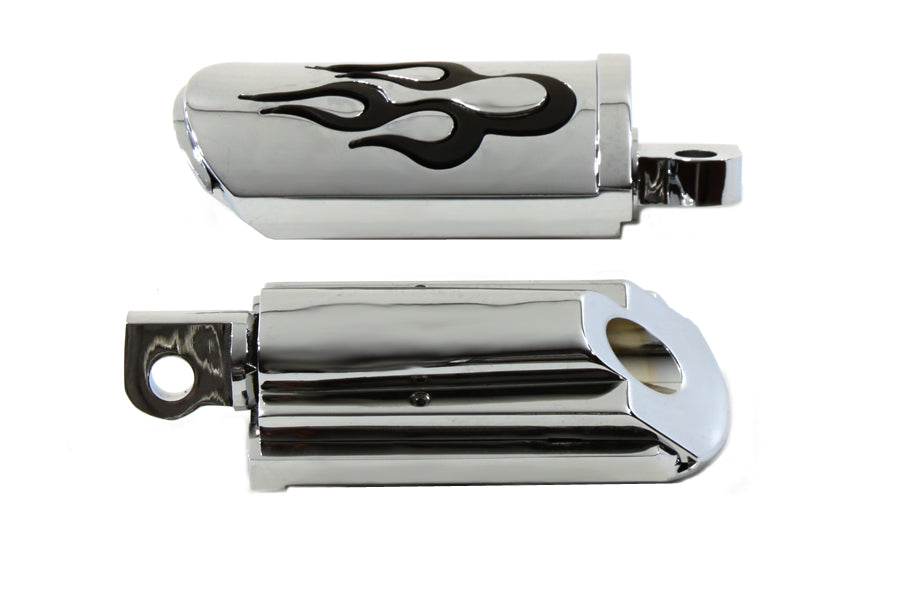 Flame Style Adjustable Footpeg Set Chrome