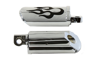 Flame Style Adjustable Footpeg Set Chrome