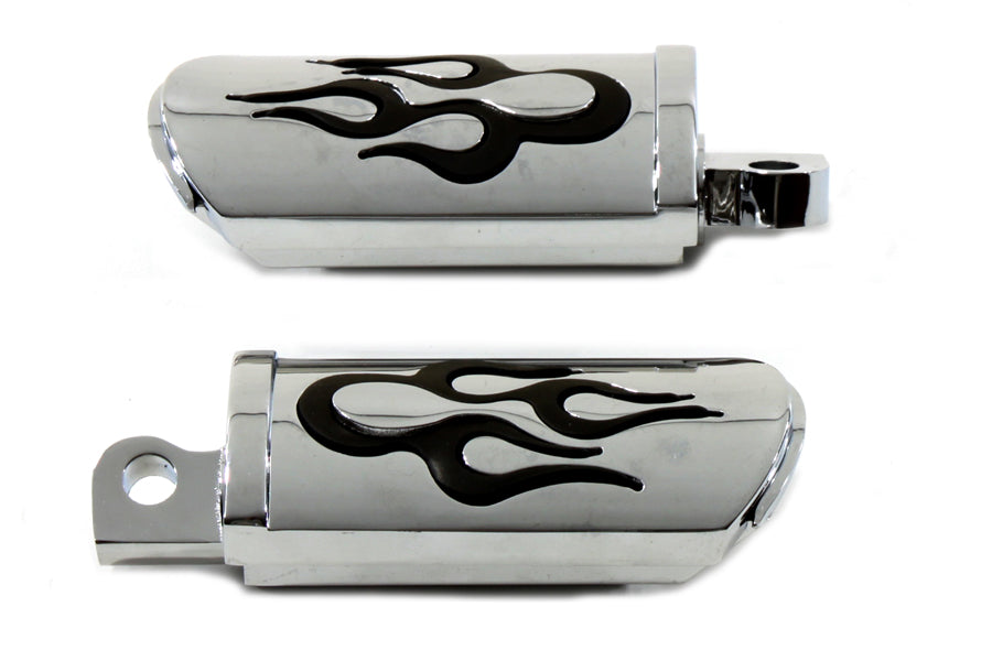 Flame Style Adjustable Footpeg Set Chrome