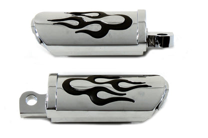 Flame Style Adjustable Footpeg Set Chrome