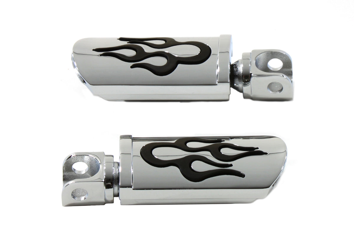 Flame Style Adjustable Footpeg Set Chrome