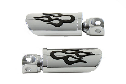 Flame Style Adjustable Footpeg Set Chrome