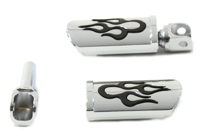 Flame Style Adjustable Footpeg Set Chrome