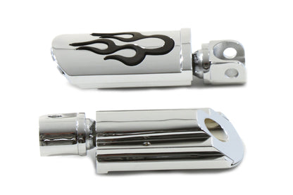 Flame Style Adjustable Footpeg Set Chrome