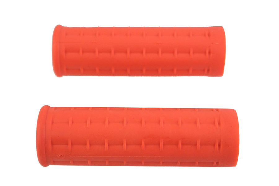 Replica Waffle Handlebar Grip Set with Plug Hole Orange