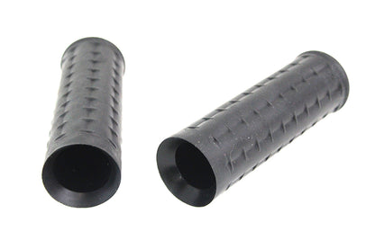 Replica Black Waffle Handlebar Grip Set with Chrome Plugs