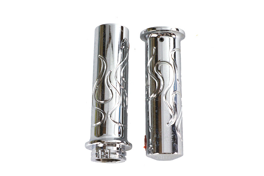 Billet Flanged Flame Style Grip Set