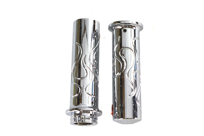Billet Flanged Flame Style Grip Set