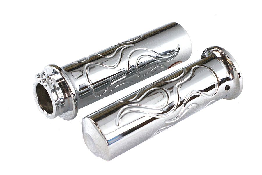 Billet Flanged Flame Style Grip Set