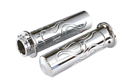 Billet Flanged Flame Style Grip Set
