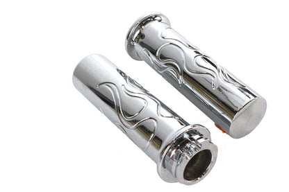 Billet Flanged Flame Style Grip Set