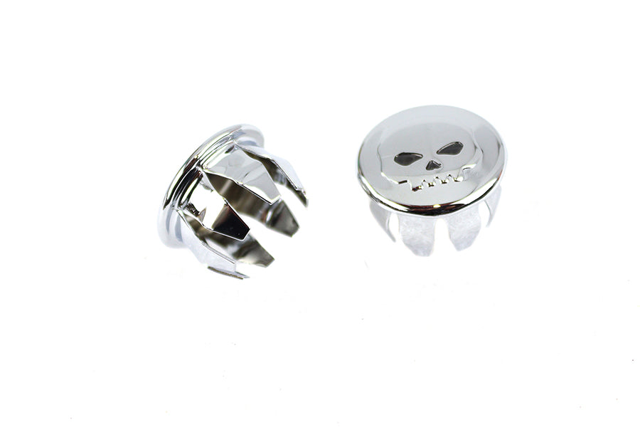 Skull Handlebar End Plug Set Chrome