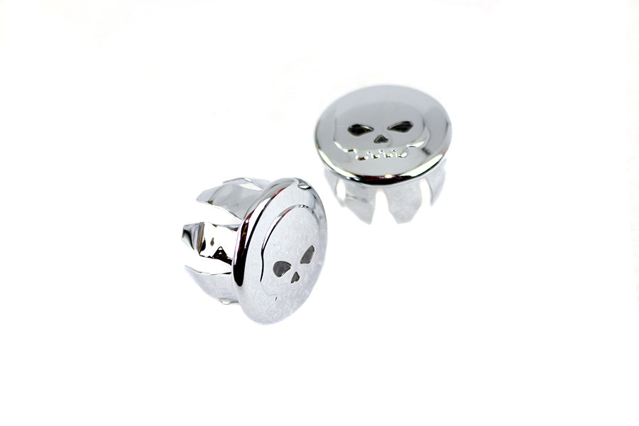 Skull Handlebar End Plug Set Chrome