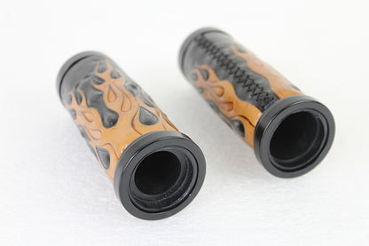 Amber Flame Style Throttle By Wire Grip Set with Black Ends