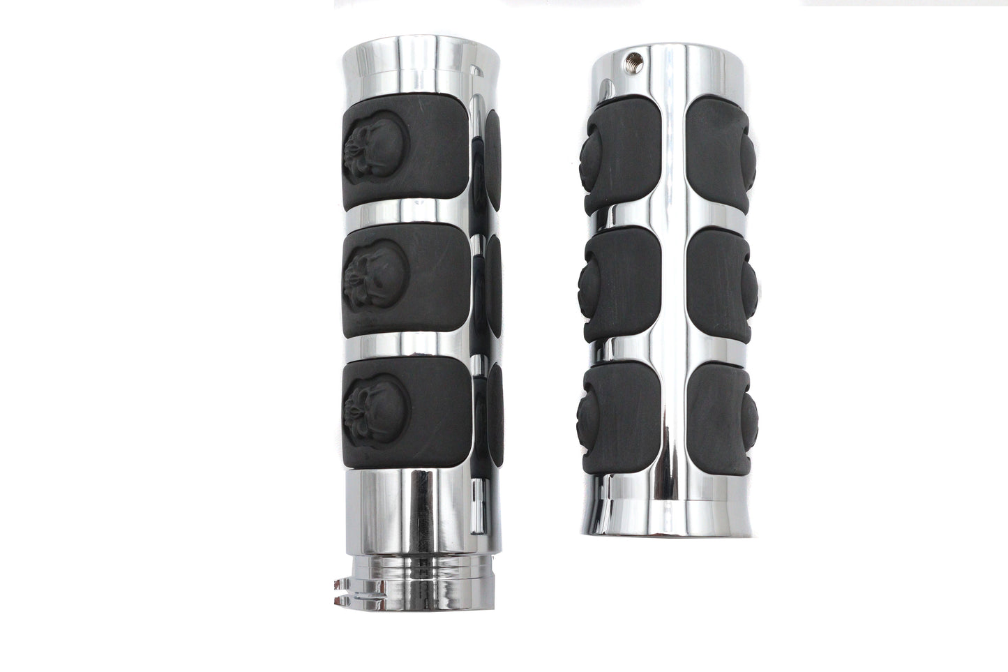 Chrome Band Style Skull Grip Set