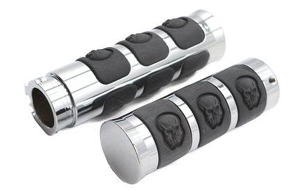 Chrome Band Style Skull Grip Set