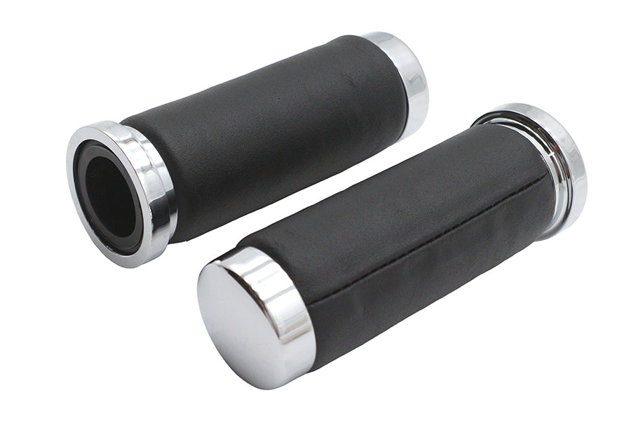 Black Leather Grip Set with Smooth End Caps