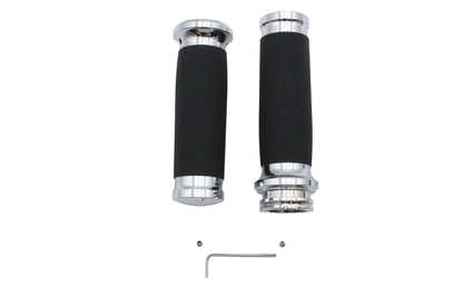 Ultima Black Grip Set with Chrome End Caps