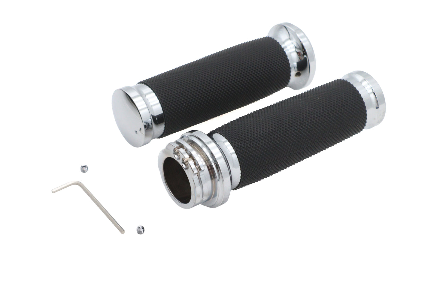 Ultima Black Grip Set with Chrome End Caps