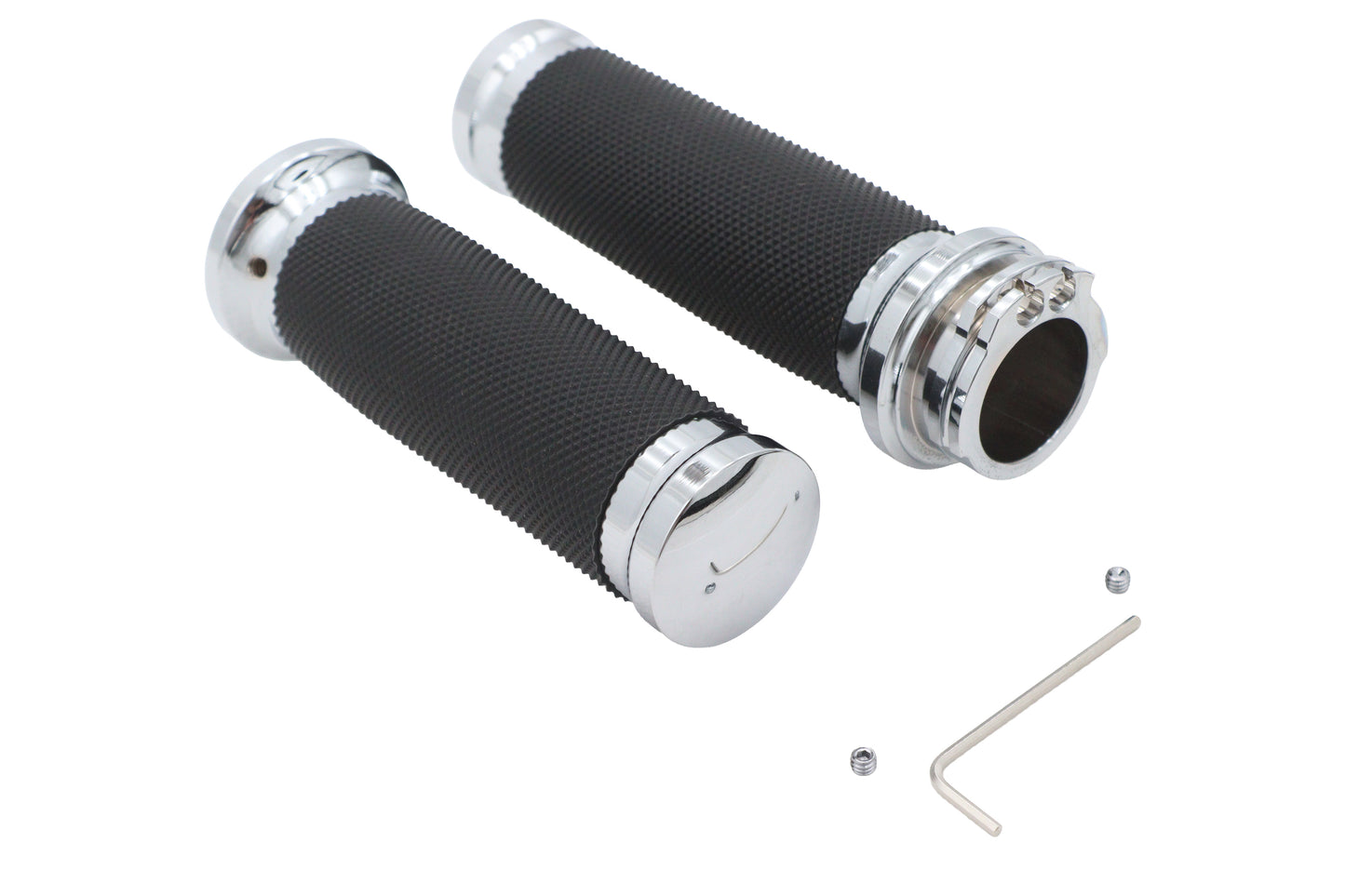 Ultima Black Grip Set with Chrome End Caps
